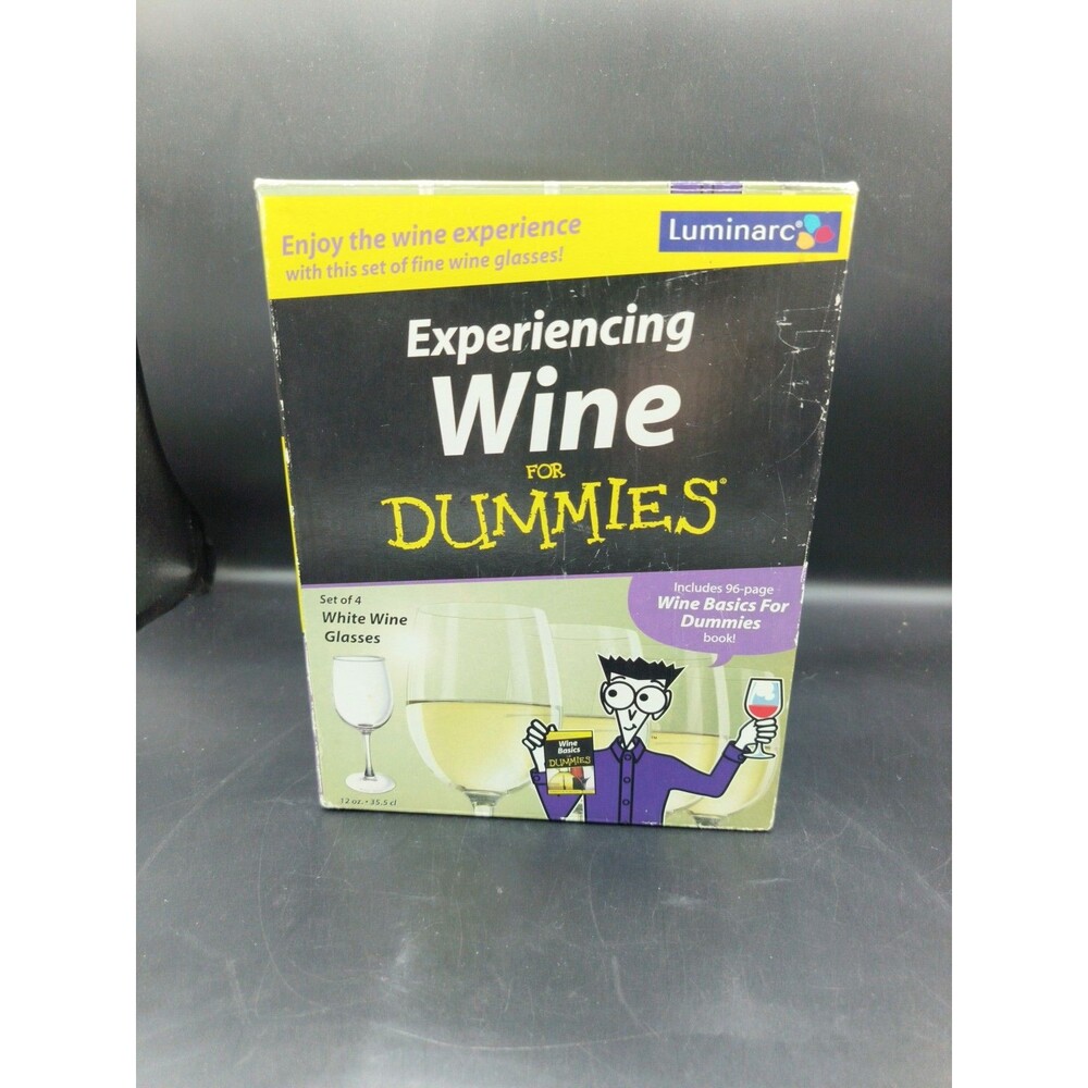 Luminarc Experiencing Wine For Dummies White Wine 3 GLASSES! BOOK!